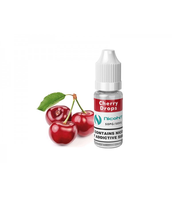 NICOHIT CHERRY DROPS E LIQUID E JUICE 10ML TPD 3/6/12/18MG MULTIBUY