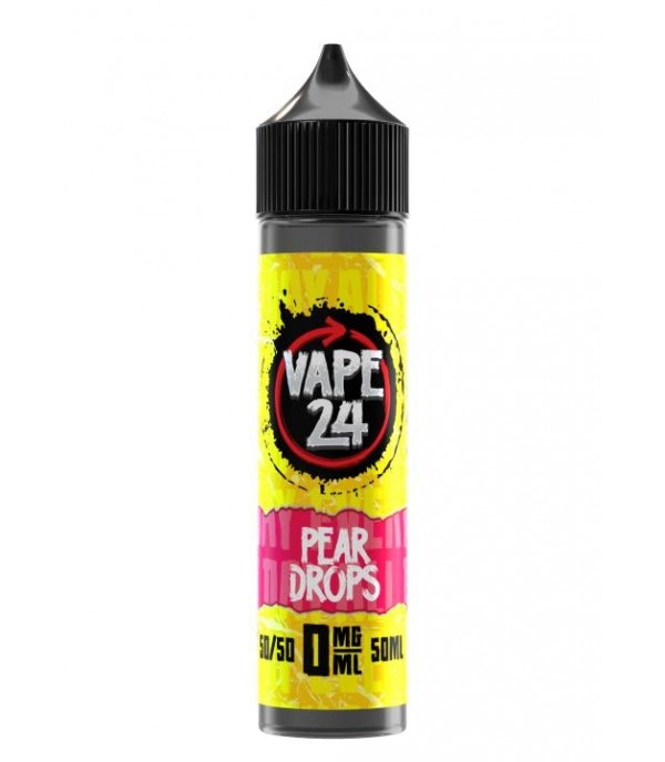 Pear Drops By Vape 24, 50ML E Liquid, 50VG Vape, 0MG Juice