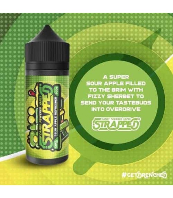 SOUR APPLE REFRESHER BY STRAPPED E-LIQUID 100ML SHORTFILL 70VG VAPE