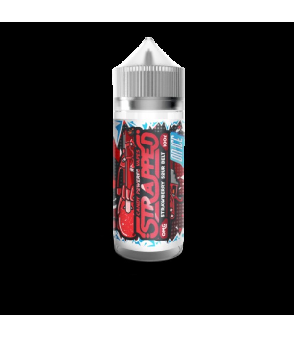 STRAWBERRY SOUR BELT ON ICE BY STRAPPED E-LIQUID 100ML SHORTFILL 70VG VAPE