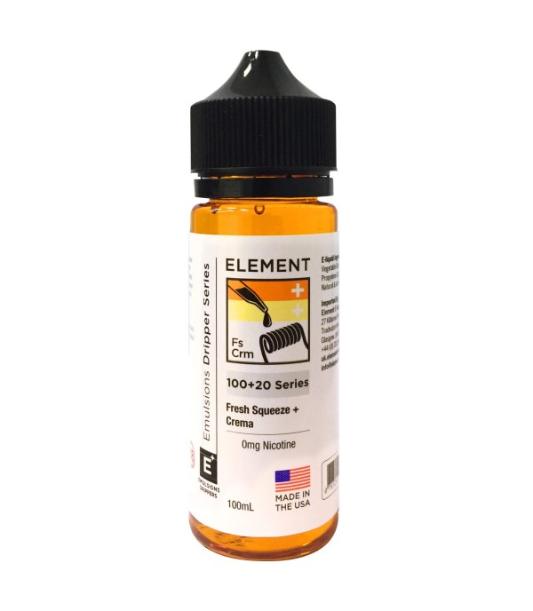 Fresh Squeeze + Crema by Element. 100ML E-Liquid, 0MG Vape 80VG/20PG Juice