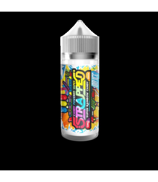 SUPER RAINBOW CANDY ON ICE BY STRAPPED E-LIQUID 100ML SHORTFILL 70VG VAPE