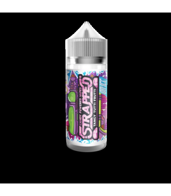 TANGY TUTTI FRUTTI ON ICE BY STRAPPED E-LIQUID 100ML SHORTFILL 70VG VAPE