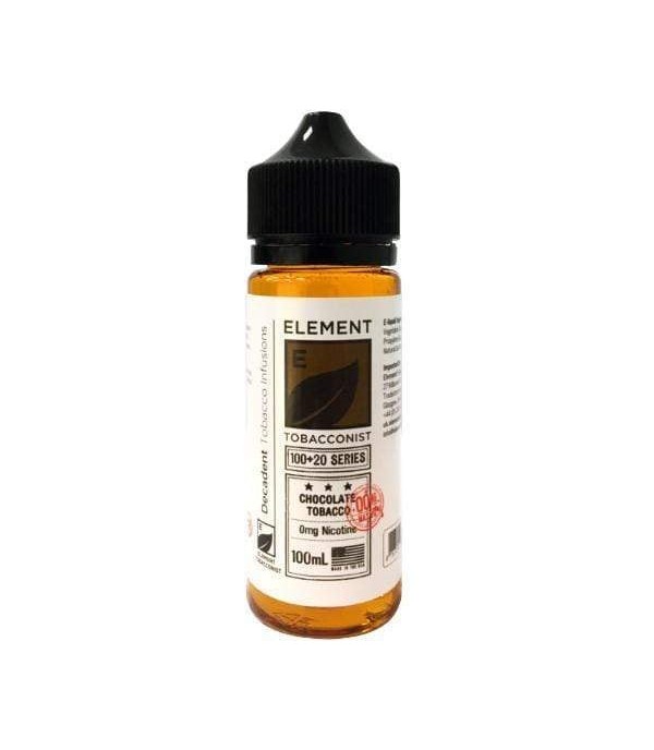 Chocolate Tobacco flavour by Element. 100ML E-Liquid, 0MG Vape 80VG/20PG Juice