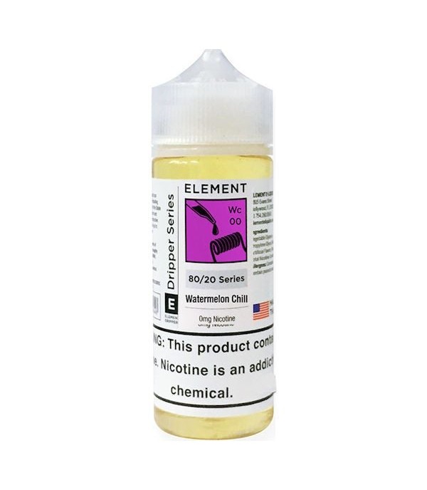 Watermelon Chill by Element. 100ML E-Liquid, 0MG Vape 80VG/20PG Juice