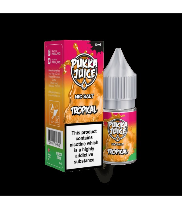 Tropical by Pukka Juice Nicotine Salt, 10ML E Liquid, 10MG/20MG Juice, 50VG Vape