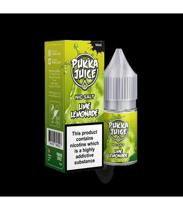 Lime Lemonade by Pukka Juice Nicotine Salt, 10ML E Liquid, 10MG/20MG Juice, 50VG Vape