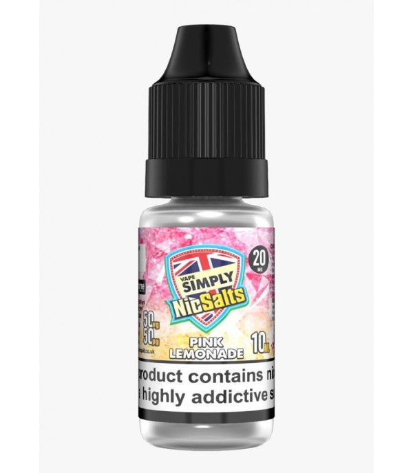 Pink Lemonade by Vape Simply Nic Salts, 10ML E Liquid, 50VG Vape, 20MG Juice