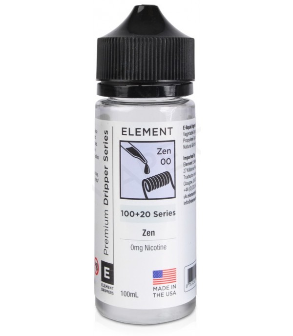 Zen by Element. 100ML E-Liquid, 0MG Vape 80VG/20PG Juice