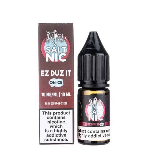 Ez Duz It On Ice By Ruthless Salt Nic 10ML E Liquid 50VG Vape 10MG/20MG Juice